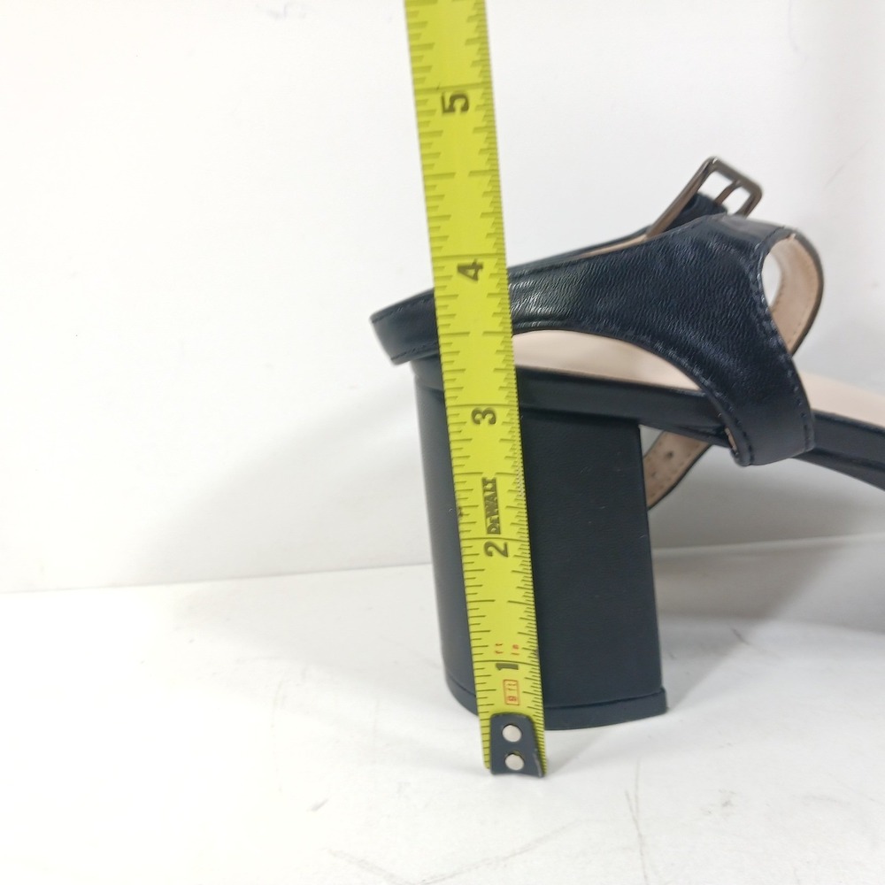 Dumjey Black Block Heel Sandals Ankle Strap Square Toe Size 9.5 Womens Shoes - Picture 9 of 9